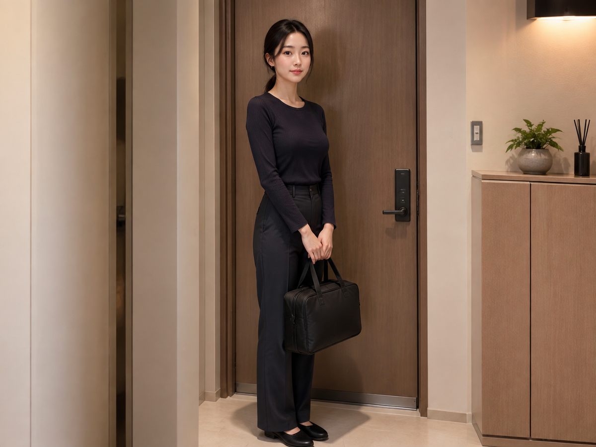 서울 금천구 방문 홈케어 일정을 준비하는 젊은 성인 한국 여성 관리사